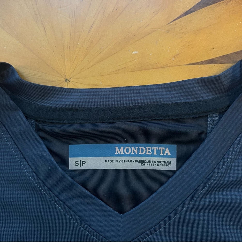 NEW Lot of 2 Mondetta Stripe Tees Charcoal Heather Gray Small V-Neck Gym - Picture 5 of 10